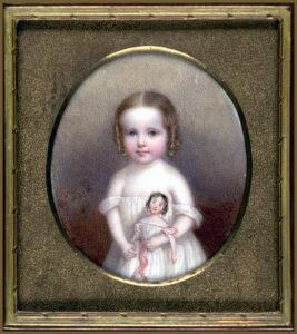 John Carlin, Little Girl with Doll, ca. 1854, watercolor on ivory, Smithsonian American Art Museum