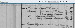 Church record of Tante Cordier in 1844