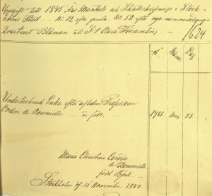 Tante Cordier's census record in 1845