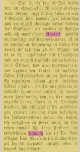 A note in the local newspaper about the Almroth sisters leaving for the Crimea. (Linköpings Tidningar, 20 JAN 1855.